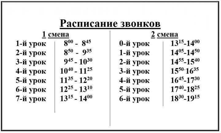 Расписание звонков