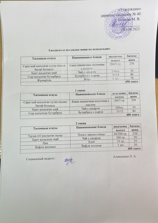 Ежедневное меню на 03.04.23