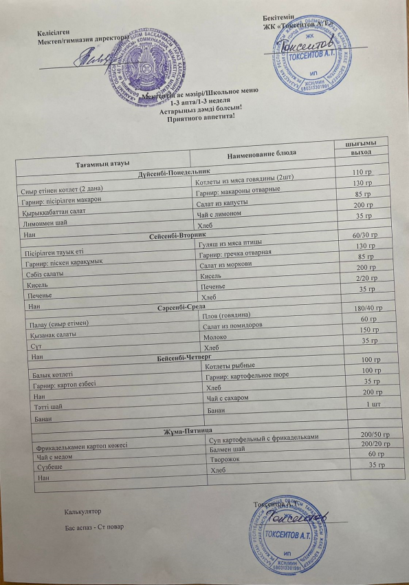 Еженедельное меню с 05.04 - 07.04. 2023 г. (бесплатное питание)