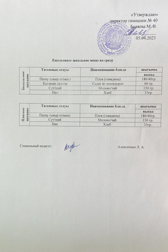 Ежедневное меню на 05.04.23