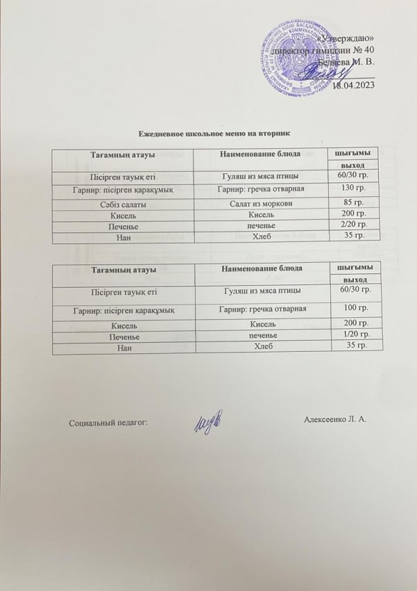 Ежедневное меню на 18.04.23