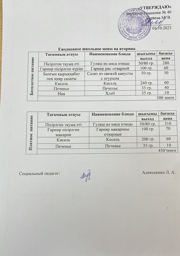 Ежедневное меню 03.10.2023 г.