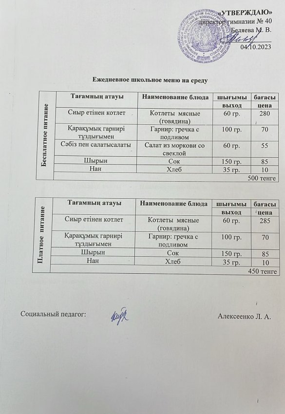 Ежедневное меню 04.10.2023 г.