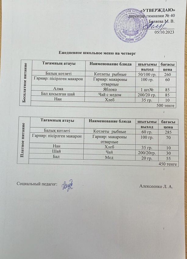 Ежедневное меню 05.10.2023 г.