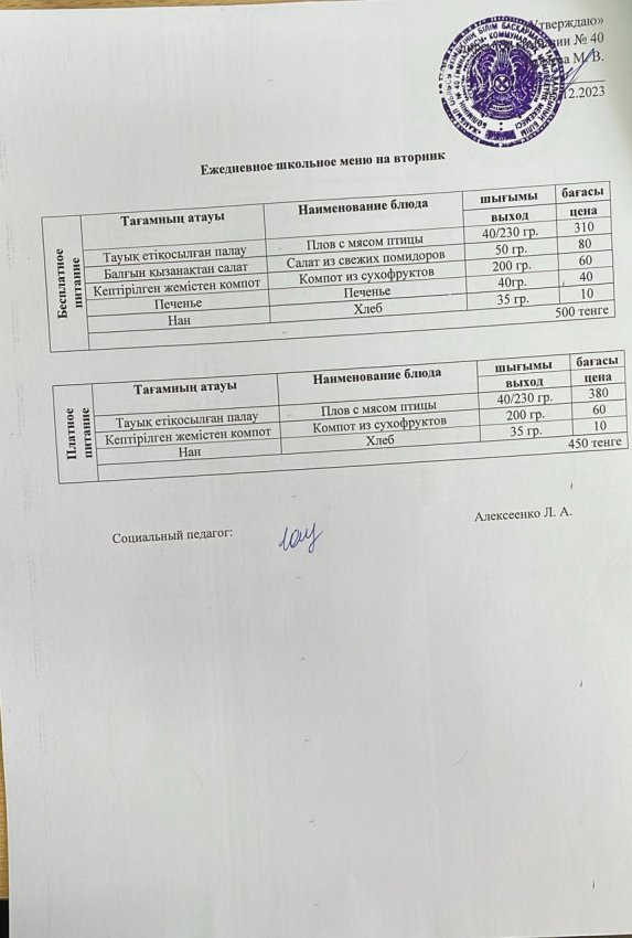 Ежедневное меню 05.12.2023 г.
