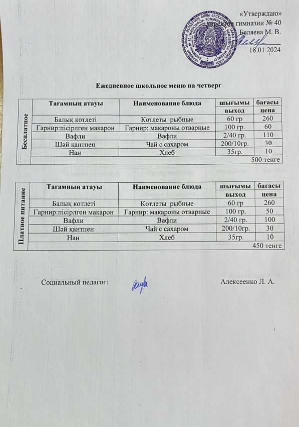 Ежедневное меню 18.01.2024 г.