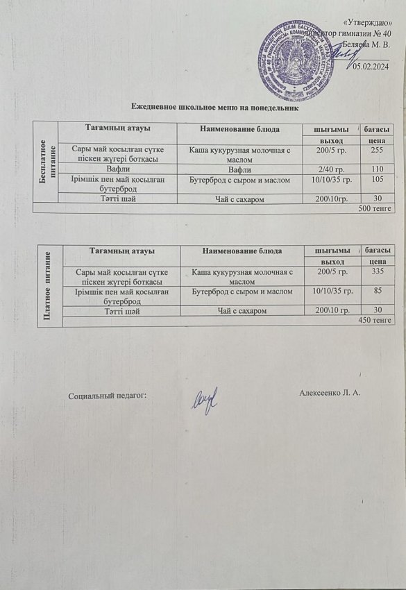 Ежедневное меню 05.02.2024 г.