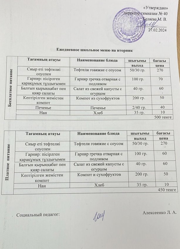 Ежедневное меню 27.02.2024 г.