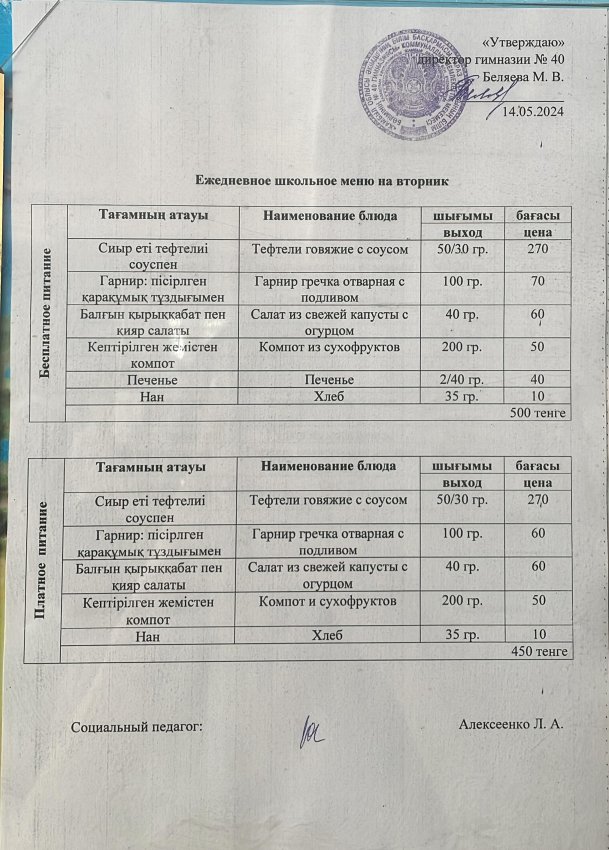 Ежедневное меню 14.05.2024 г