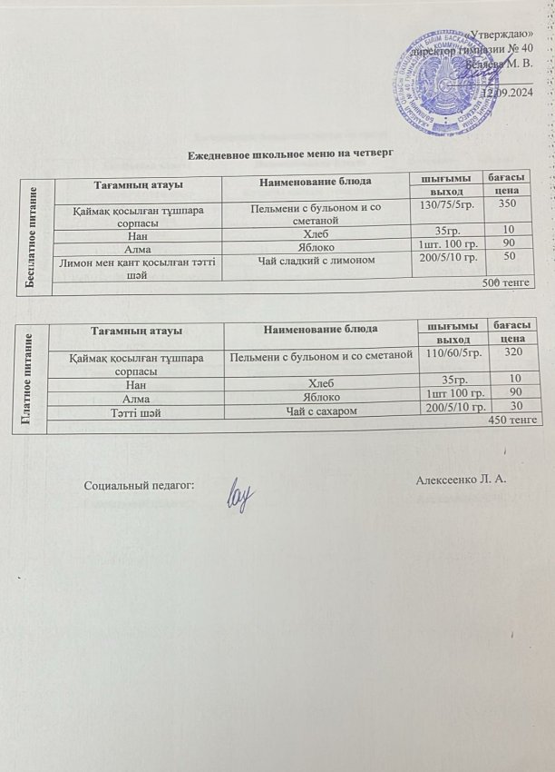 Ежедневное меню на 12.09.2024 г