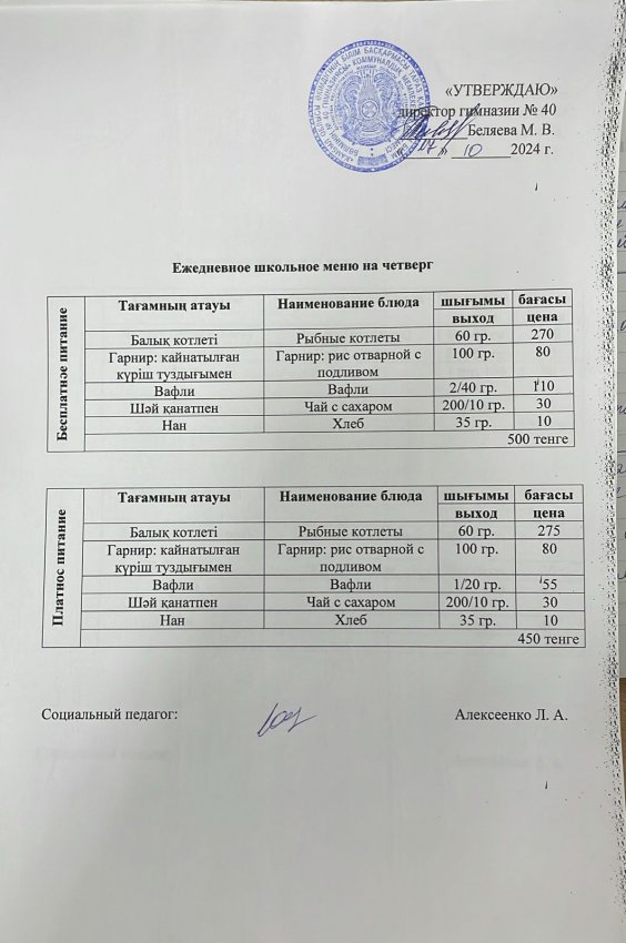 Ежедневное меню на 17.10.2024 г.