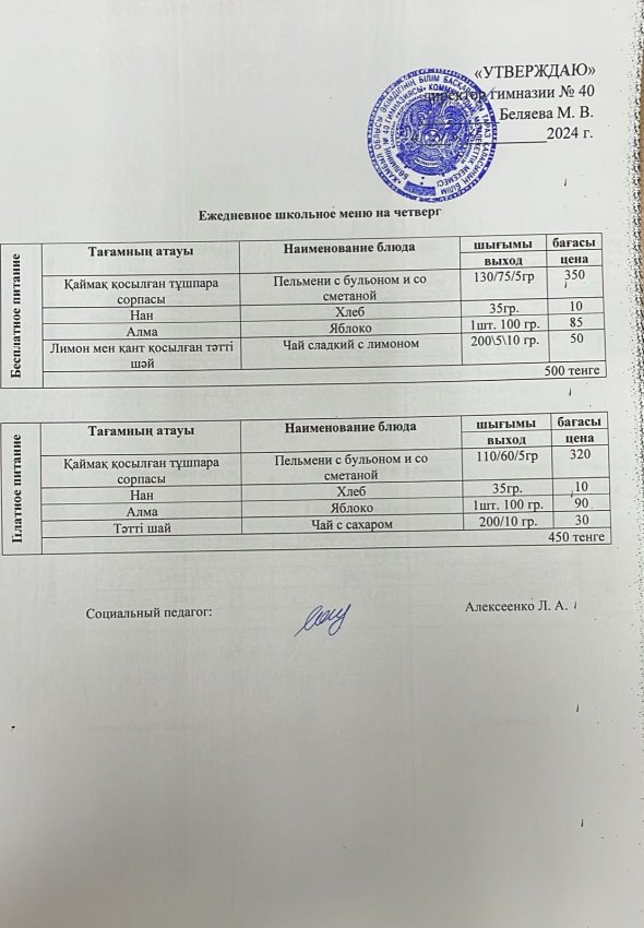 Ежедневное меню на 21.11.2024 г.