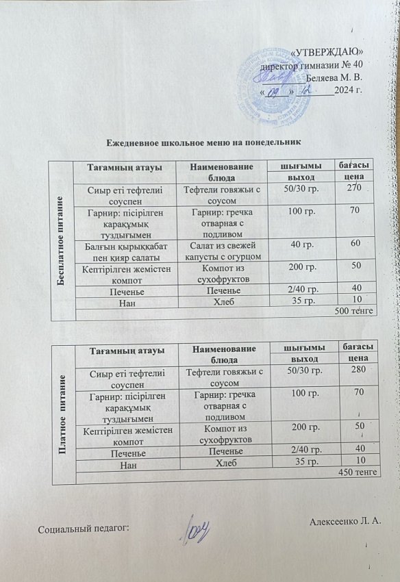 Ежедневное меню на 09.12.2024 г.