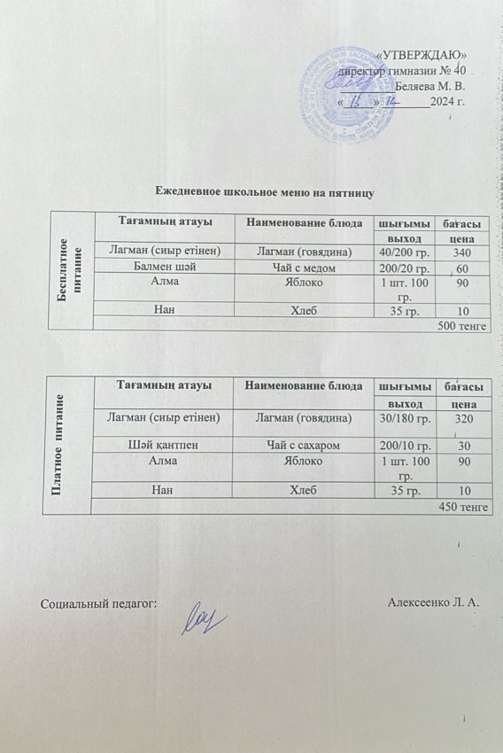 Ежедневное меню на 13.12.2024