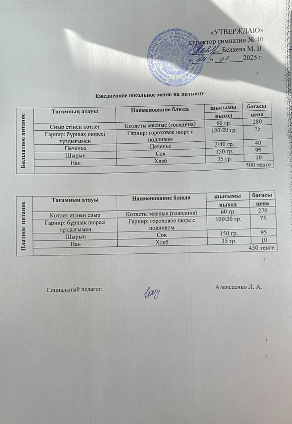 Ежедневное меню на 24.01.2025 г.