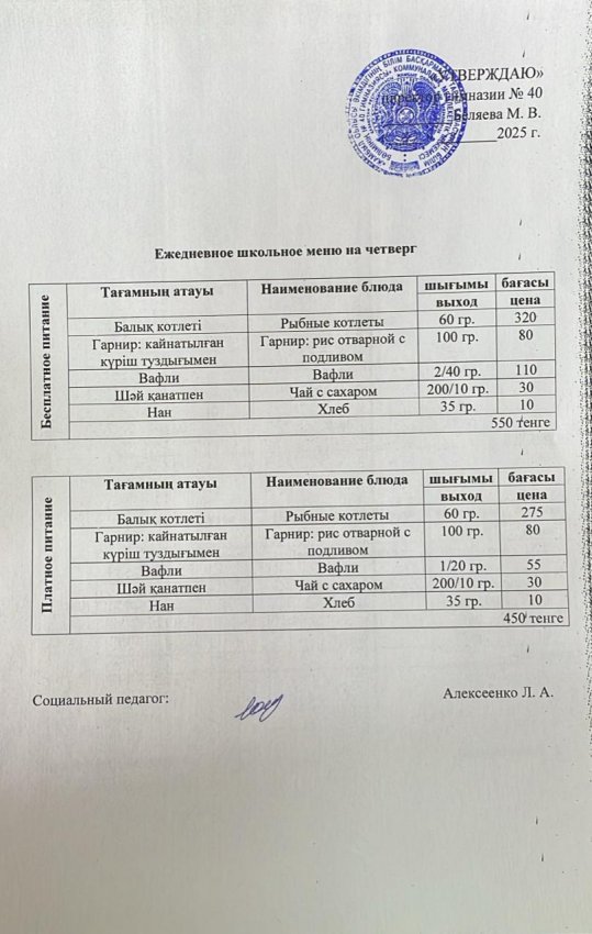 Ежедневное меню на 30.01.2025 г.