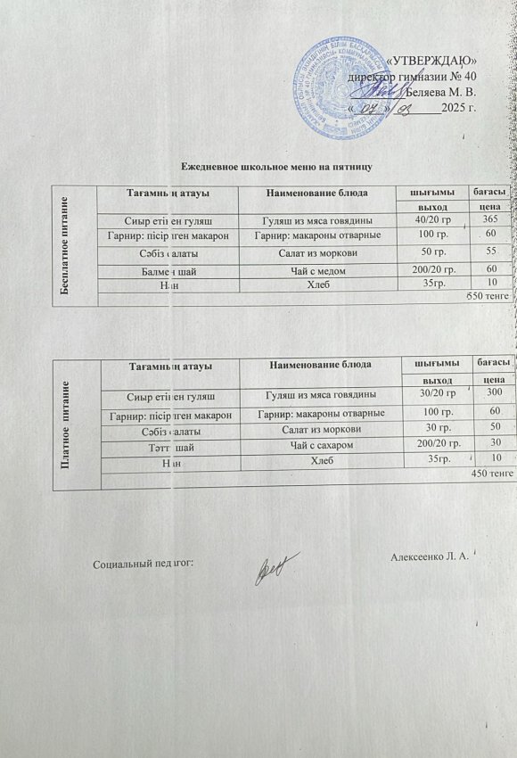 Ежедневное меню на 07.03.2025 г."
