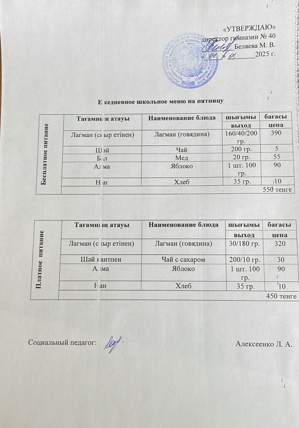 Ежедневное меню на 14.03.2025 г.
