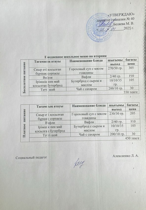 Ежедневное меню на 08.04.2025 г.