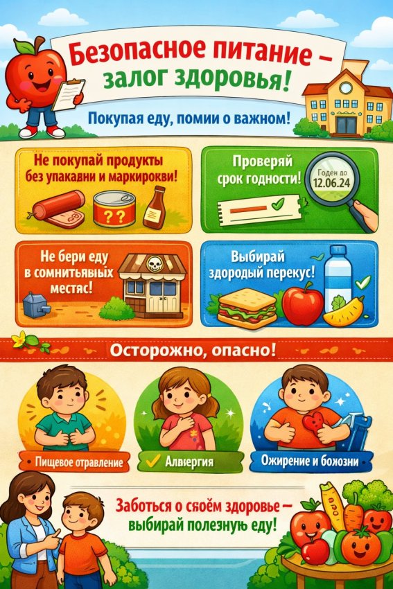 Памятка для учащихся и родителей "Безопасное питание- залог здоровья"