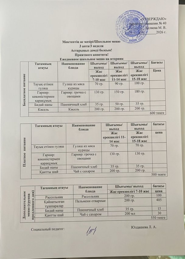 Ежедневное меню на 14.04.2026 г.